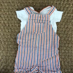 Mini Boden seersucker overalls and top